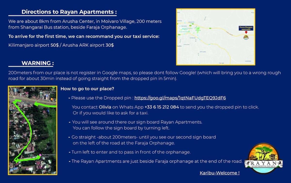 Rayan Apartments & Safaris アルーシャ エクステリア 写真